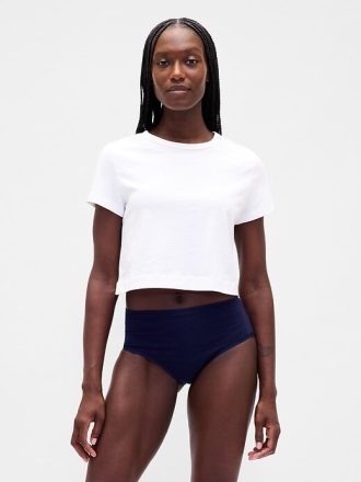 Bikini de tiro alto de algodón orgánico elástico