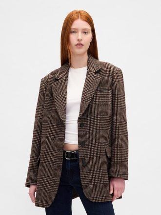 Blazer extragrande de mezcla de lana