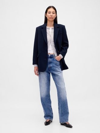 Blazer extragrande de mezcla de lana