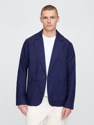Blazer relajado de lino y algodón