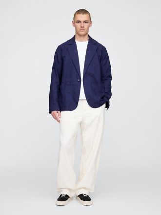 Blazer relajado de lino y algodón