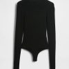 Body de suéter de canalé transparente