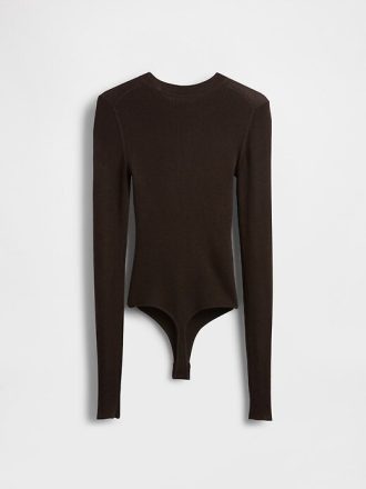 Body de suéter de canalé transparente