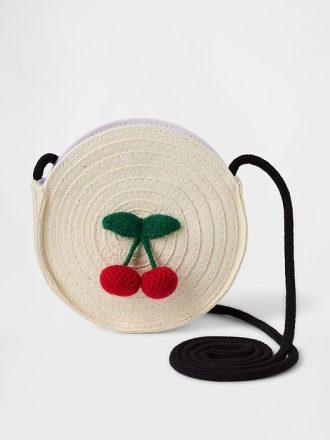 Bolso de paja con diseño de cereza para niños