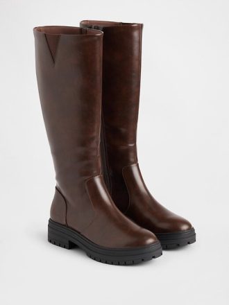 Botas altas con suela de tacos de cuero vegano