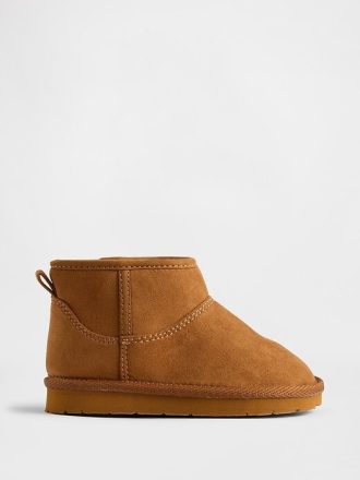 Botas de ante vegano para niños pequeños con forro de sherpa