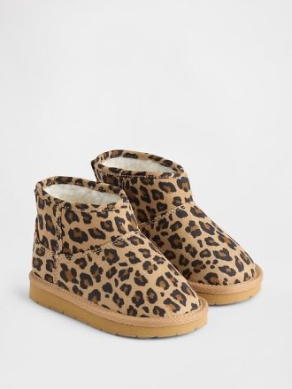Botas de ante vegano para niños pequeños con forro de sherpa