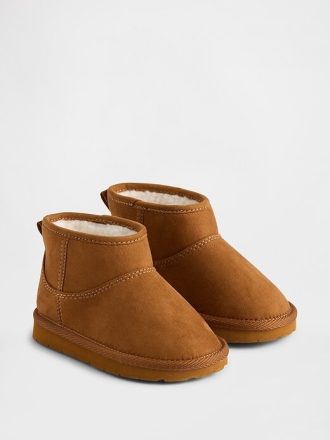 Botas de ante vegano para niños pequeños con forro de sherpa
