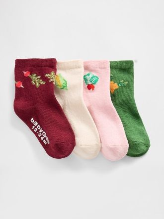 Calcetines de media caña para bebés y niños pequeños (paquete de 4)