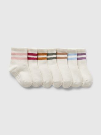 Calcetines deportivos de rayas universitarias para bebés y niños pequeños (paquete de 7)