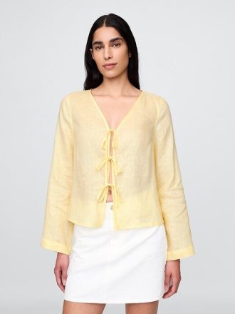 Camisa 100% lino con lazo en la parte delantera