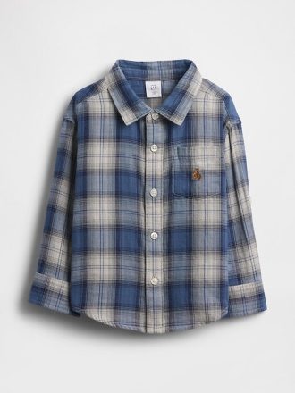 Camisa a cuadros de doble tejido para bebés y niños pequeños
