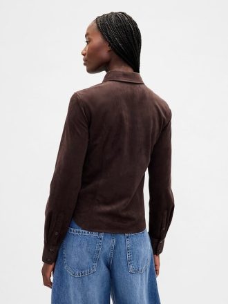 Camisa ajustada de ante vegano