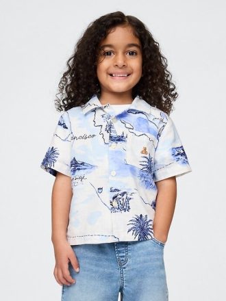 Camisa Cabana de lino y algodón para bebés y niños pequeños