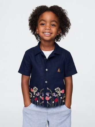 Camisa Cabana de lino y algodón para bebés y niños pequeños