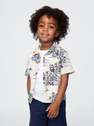 Camisa Cabana de lino y algodón para bebés y niños pequeños