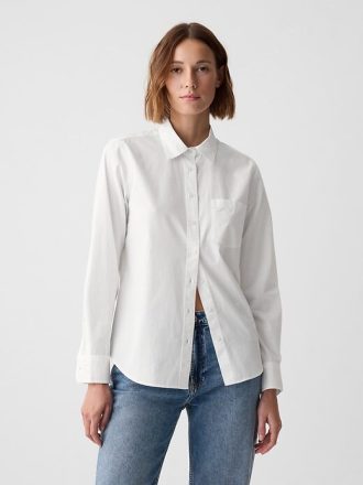 Camisa clásica de popelina de algodón orgánico