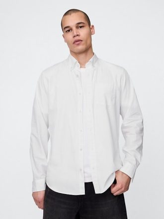 Camisa clásica de popelina de algodón orgánico