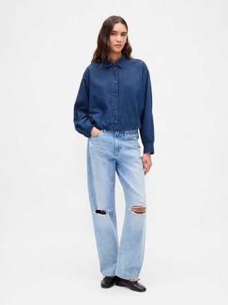 Camisa con dobladillo abullonado