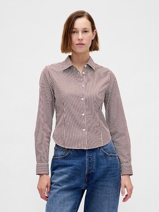 Camisa corta ajustada de algodón orgánico Camisa corta ajustada de algodón orgánico