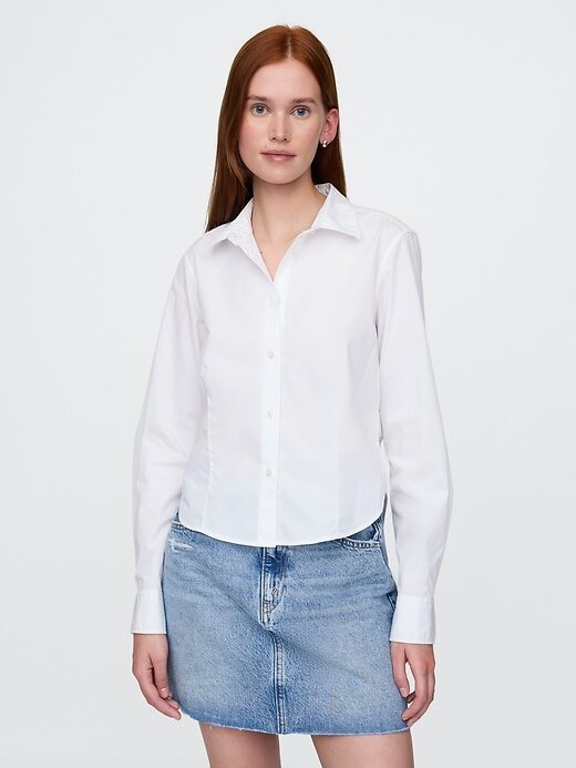 Camisa corta ajustada de algodón orgánico Camisa corta ajustada de algodón orgánico