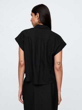 Camisa corta de mezcla de lino