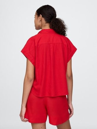 Camisa corta de mezcla de lino