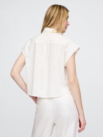 Camisa corta de mezcla de lino