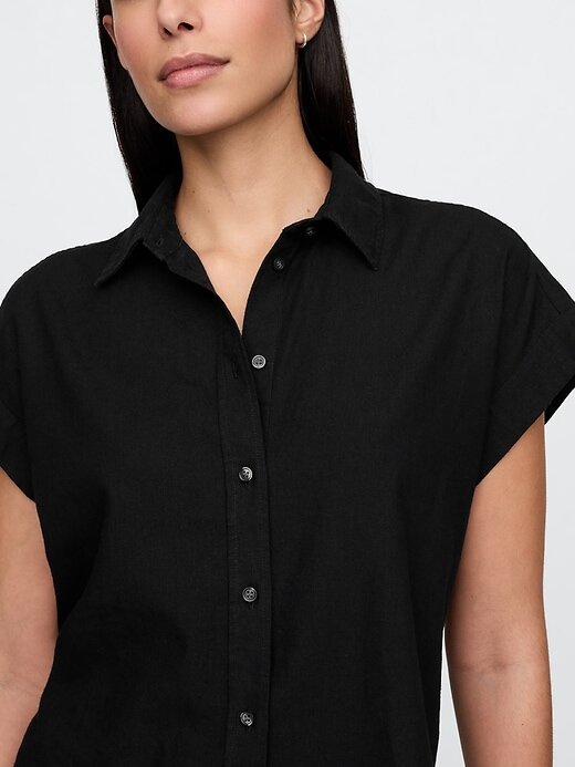 Camisa corta de mezcla de lino Camisa corta de mezcla de lino