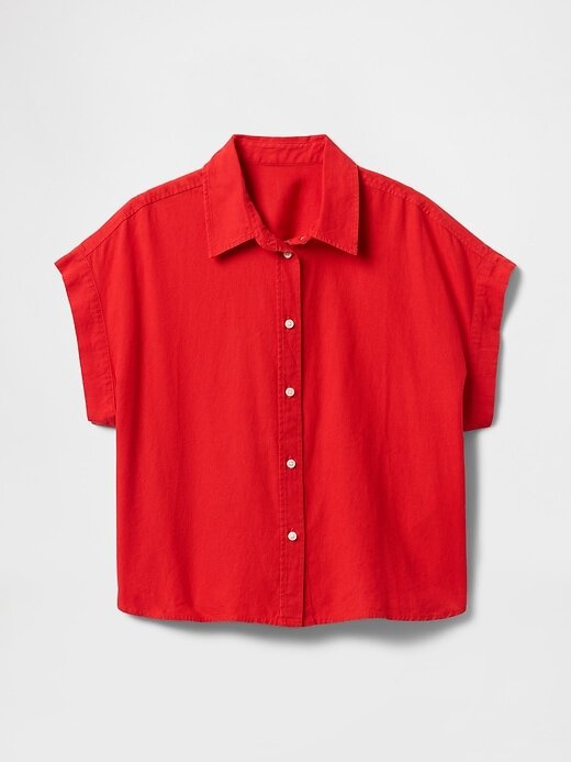 Camisa corta de mezcla de lino Camisa corta de mezcla de lino