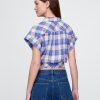 Camisa corta de mezcla de lino con lazo frontal