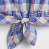 Camisa corta de mezcla de lino con lazo frontal