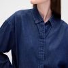 Camisa corta de mezclilla ultra suave con dobladillo recto Camisa corta de mezclilla ultra suave con dobladillo recto