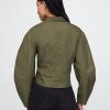 Camisa corta de popelina de algodón orgánico con mangas abullonadas