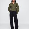 Camisa corta de popelina de algodón orgánico con mangas abullonadas
