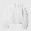 Camisa corta de popelina de algodón orgánico con mangas abullonadas Camisa corta de popelina de algodón orgánico con mangas abullonadas