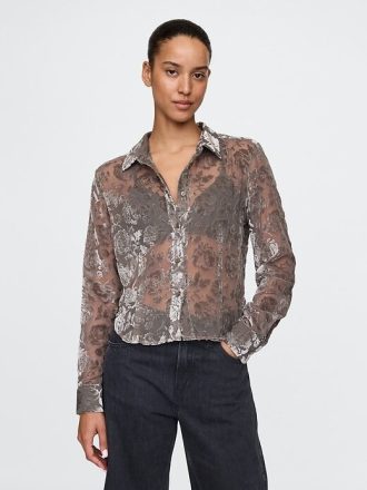 Camisa corta de terciopelo reciclado