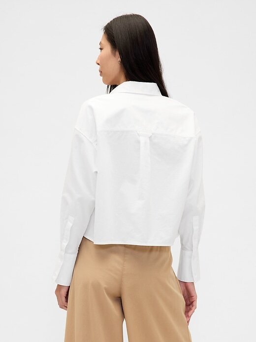 Camisa corta Oxford de algodón orgánico con dobladillo recto Camisa corta Oxford de algodón orgánico con dobladillo recto