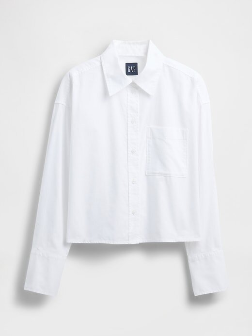 Camisa corta Oxford de algodón orgánico con dobladillo recto Camisa corta Oxford de algodón orgánico con dobladillo recto