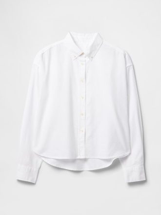 Camisa corta Oxford de algodón orgánico de talla grande