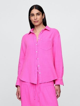Camisa de gasa de algodón con botones