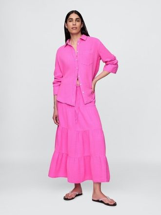 Camisa de gasa de algodón con botones