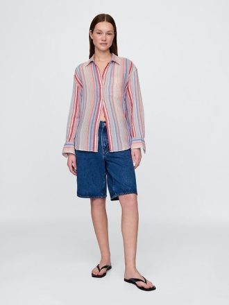 Camisa de gasa de algodón con botones
