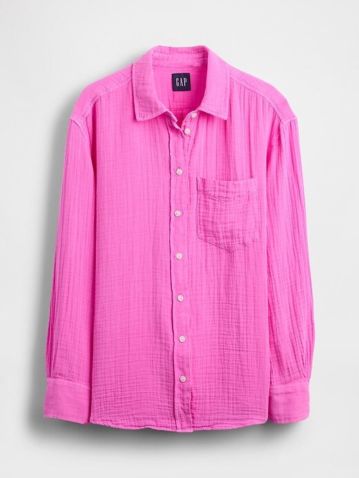 Camisa de gasa de algodón con botones Camisa de gasa de algodón con botones