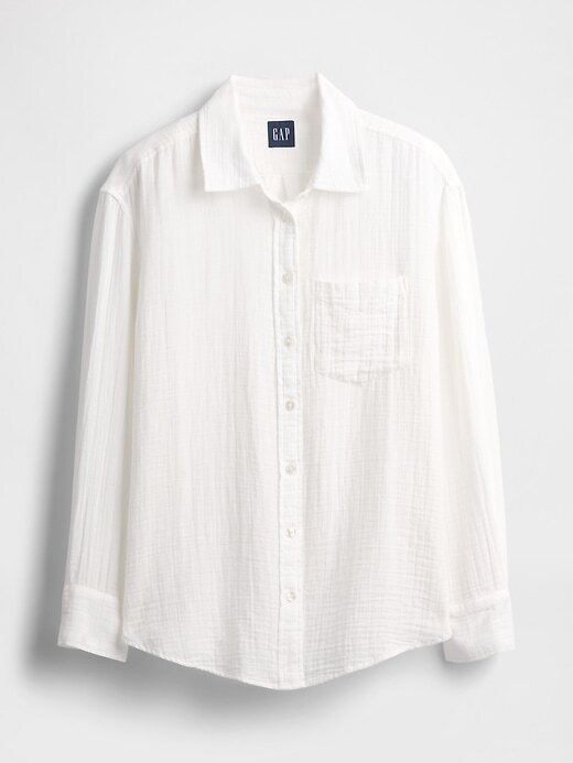 Camisa de gasa de algodón con botones Camisa de gasa de algodón con botones
