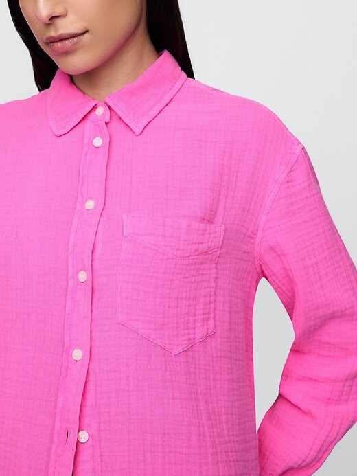 Camisa de gasa de algodón con botones Camisa de gasa de algodón con botones