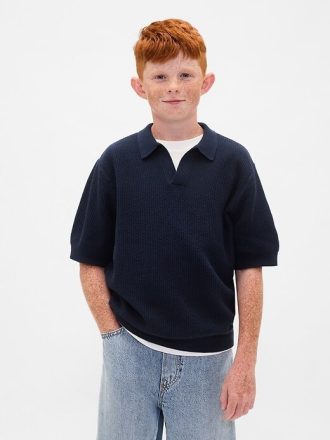 Camisa de gofre con cuello Johnny para niños