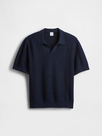 Camisa de gofre con cuello Johnny para niños