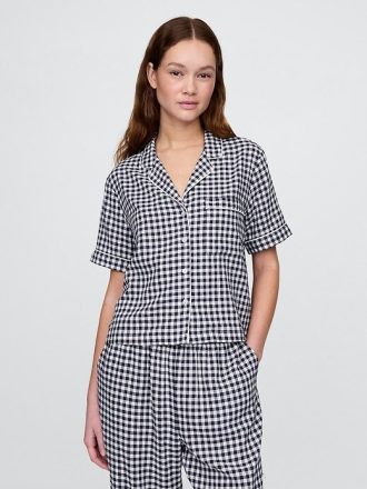 Camisa de pijama de mezcla de lino