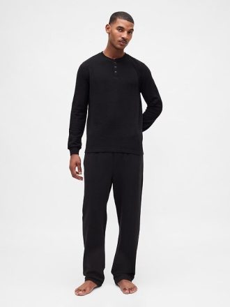 Camisa de pijama Henley de canalé